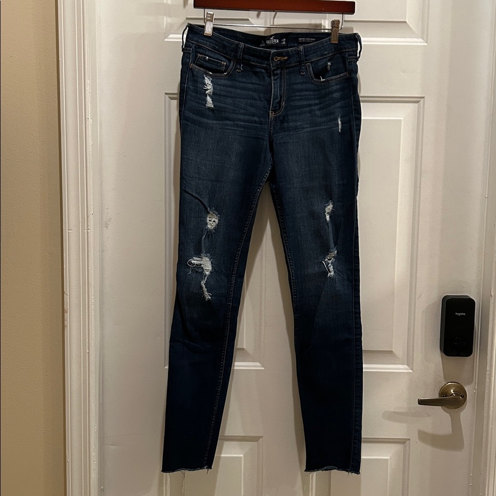 Hollister Low Rise Super Skinny Jeans Women's W28 L32 Mid Blue Distressed
